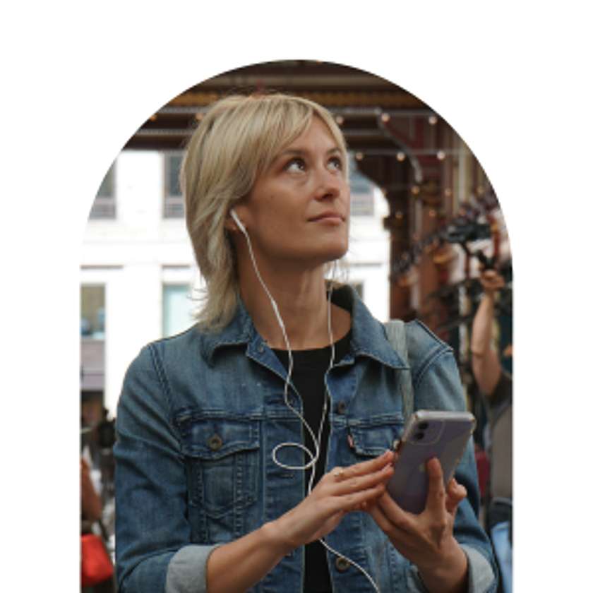 Woman enjoying audio guide