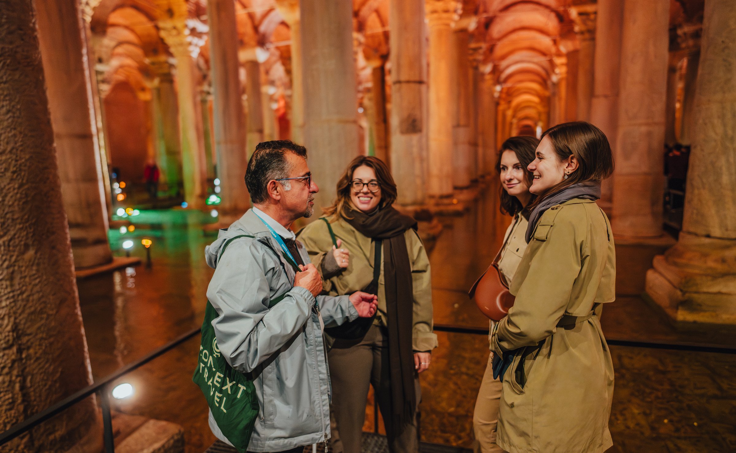 Tour group inside Basilica Cistern
