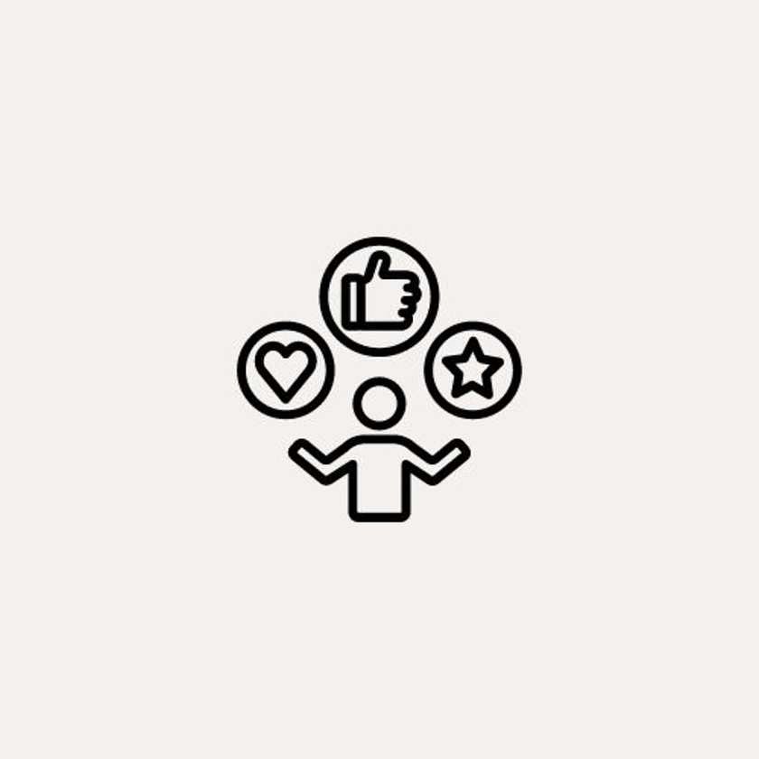 person with three badges