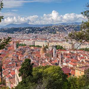 An aerial view of Nice, France from Castle Hill